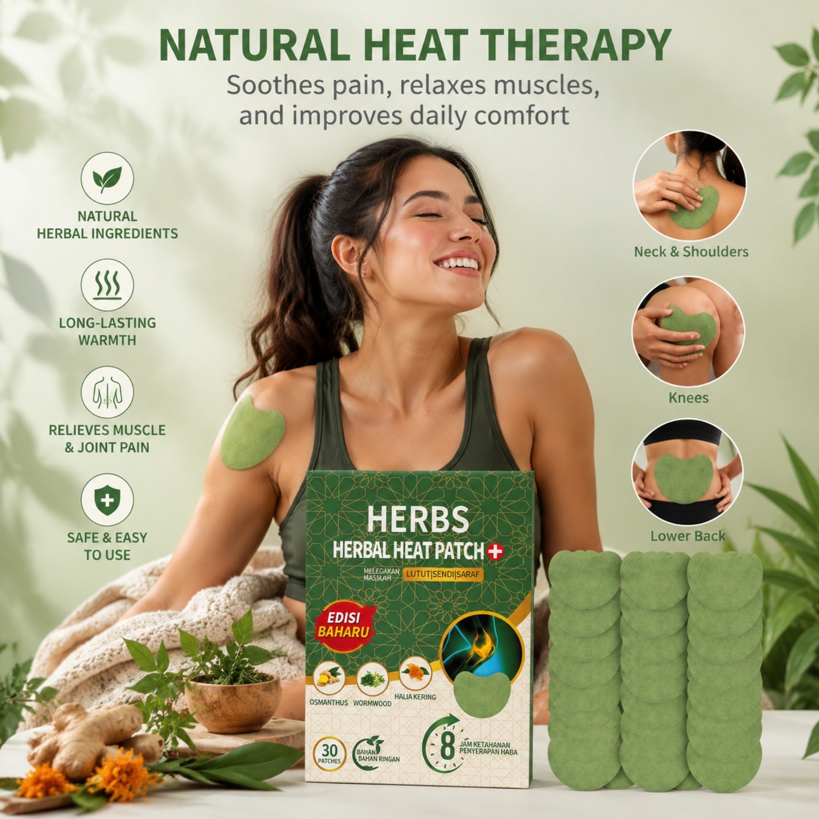 30 قطعة من لصقات الركبة العشبي - مراجعة Skincare Herbal وسعره